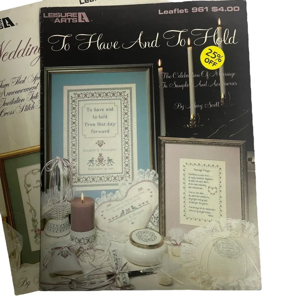 Lot 3 Cross Stitch Wedding Patterns  Leisure‎ Arts Leaflets CrossStitch Designs